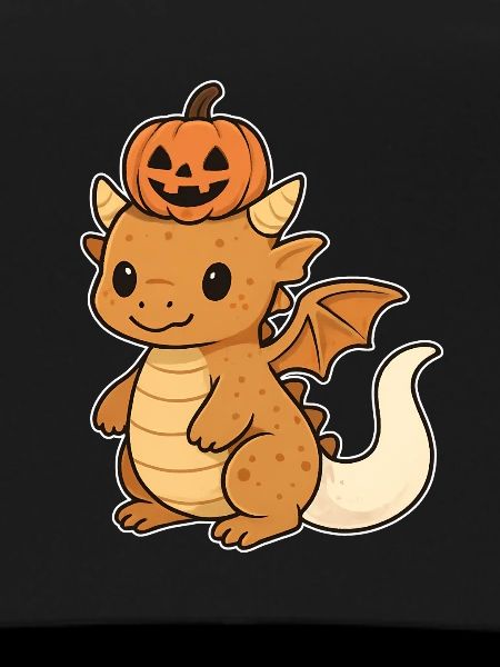 Pumpkin Dragon Kawaii Halloween
