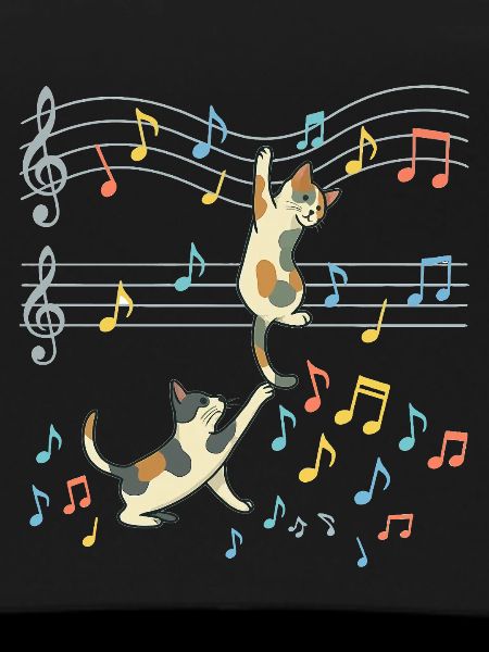 Cat Music Dance of Notes