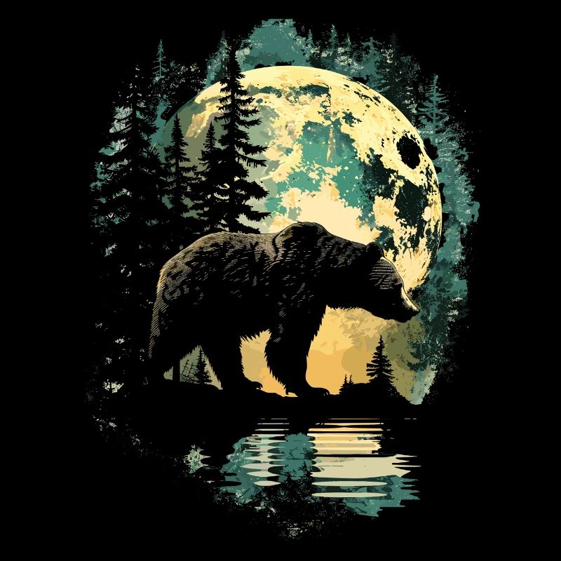 Retro Outdoor Wilderness Bear Trees