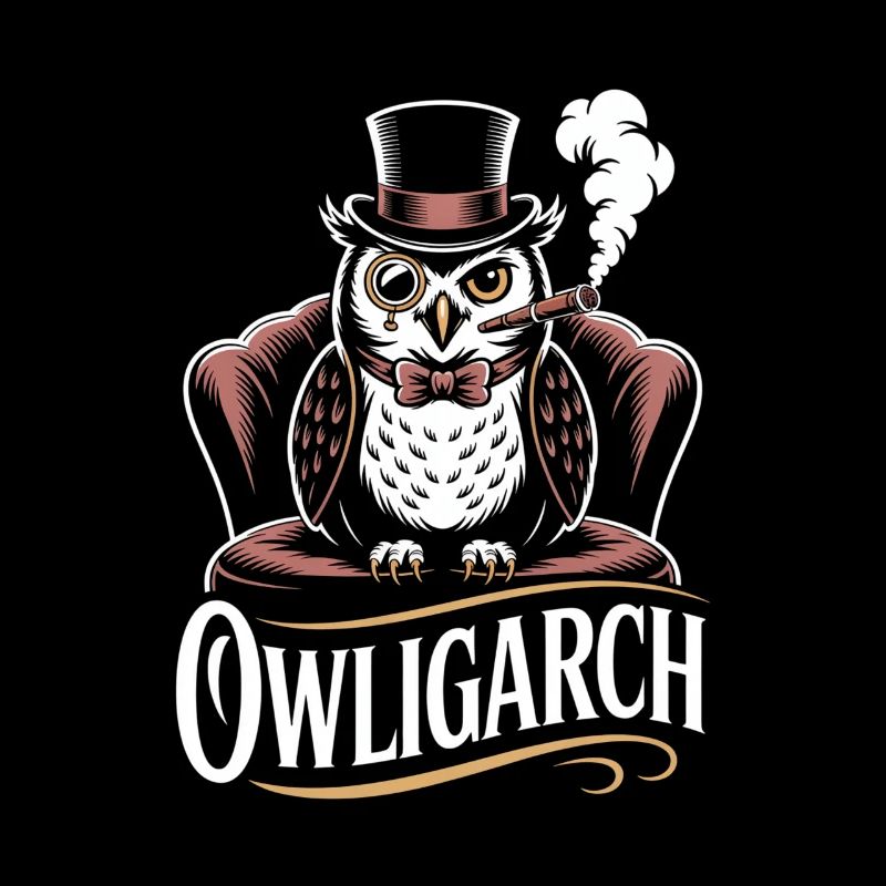 Hibou avec chapeau haut de forme et monocle