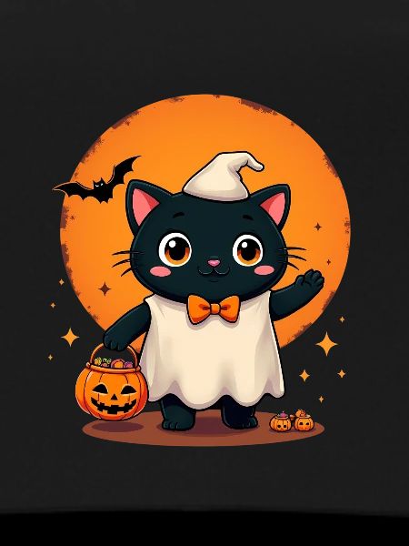 Halloween Cat with Halloween Pumpkin