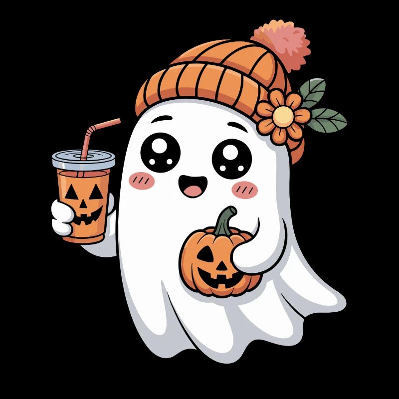 Ghost Halloween Pumpkin Latte Fun