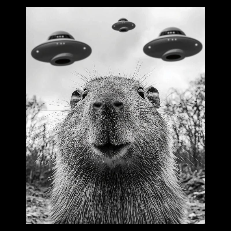 Selfie de capybara avec OVNI