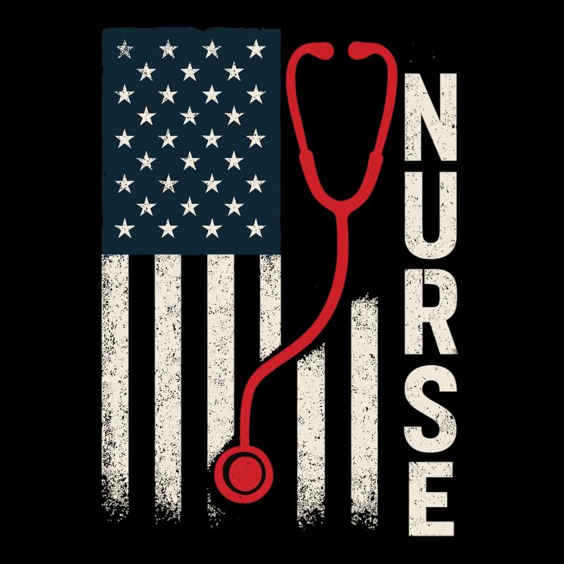 Drapeau américain infirmière stéthoscope style vintage