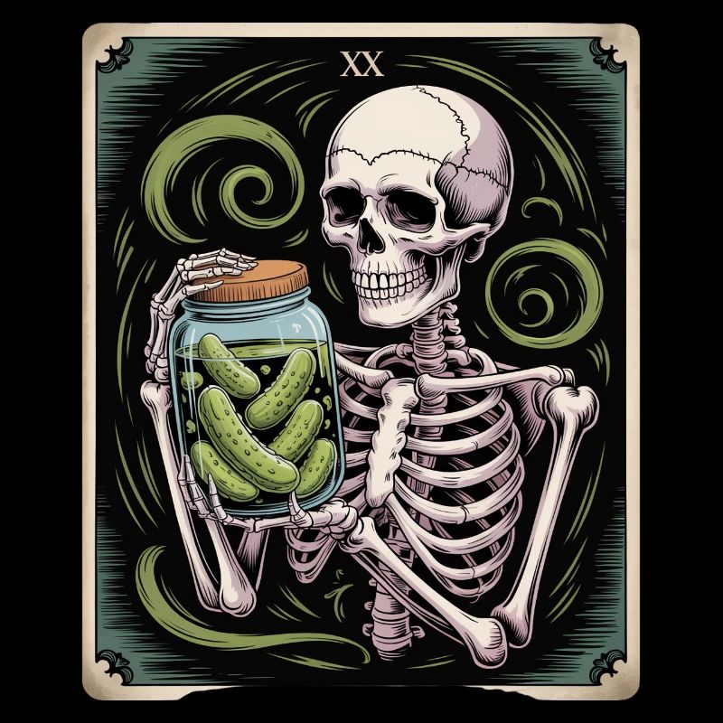 Tarot Card XX Skeleton with Pickles Jar