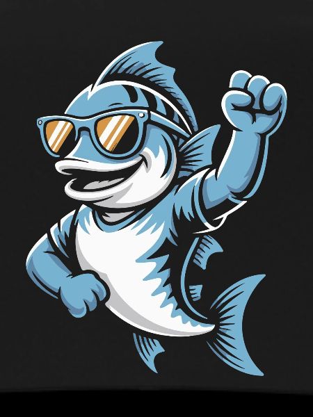 Shark with sunglasses cheering