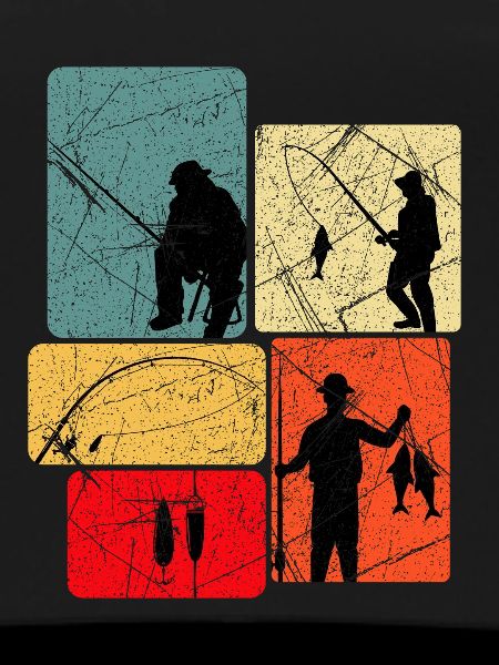 Fishing Silhouettes Retro Look