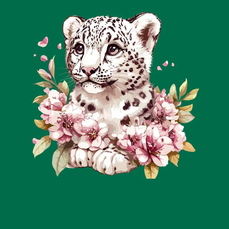 Petit léopard avec couronne de fleurs