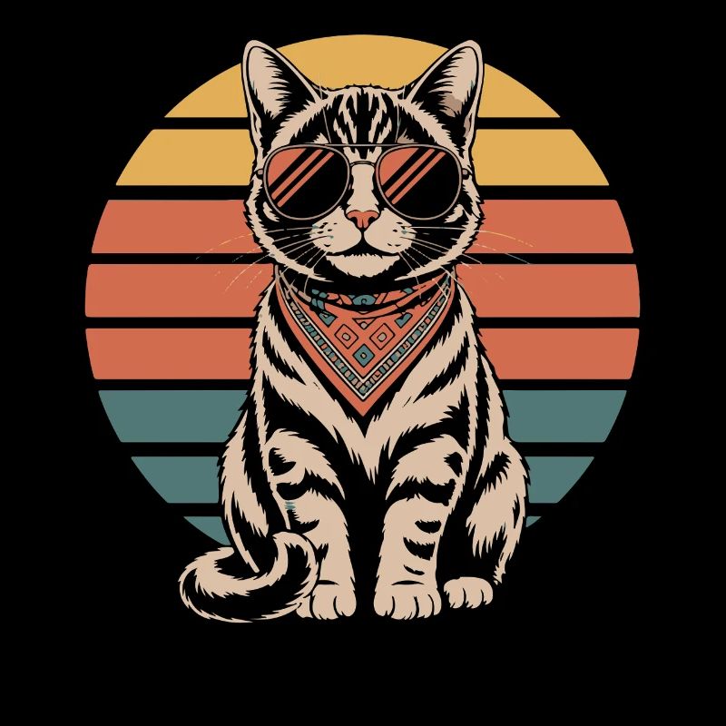 Coucher de soleil de chat avec des lunettes
