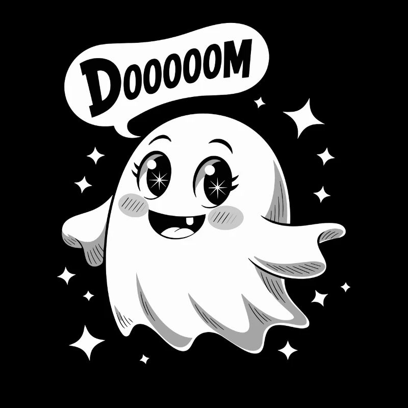 DOOOOOM Cute Kawaii Ghost Funny Cute