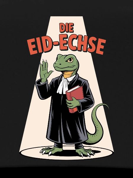 Die Eid-Echse im Richter-Look Cartoon