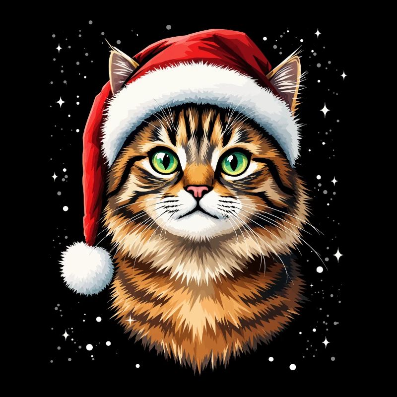 Chaton Noël au Chapeau Rouge