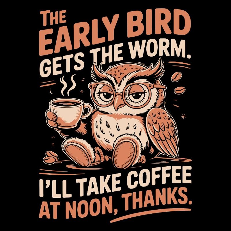 Lustige Eule und Kaffee