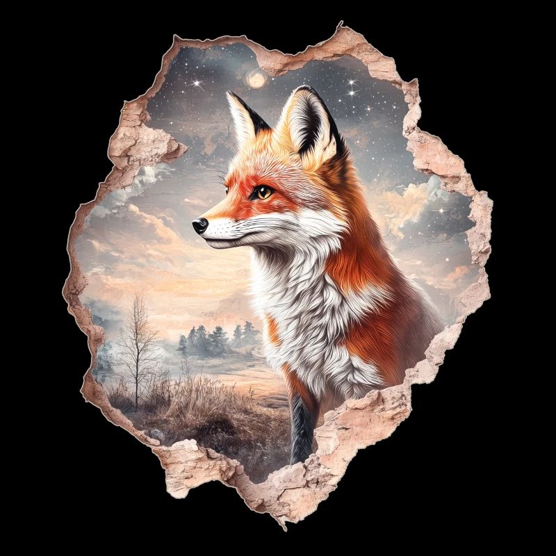 Fox and starry sky