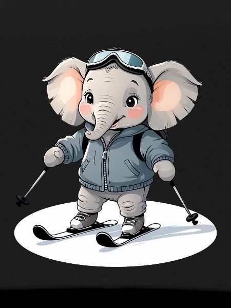 Skiing Elephant Pullover Hoodie