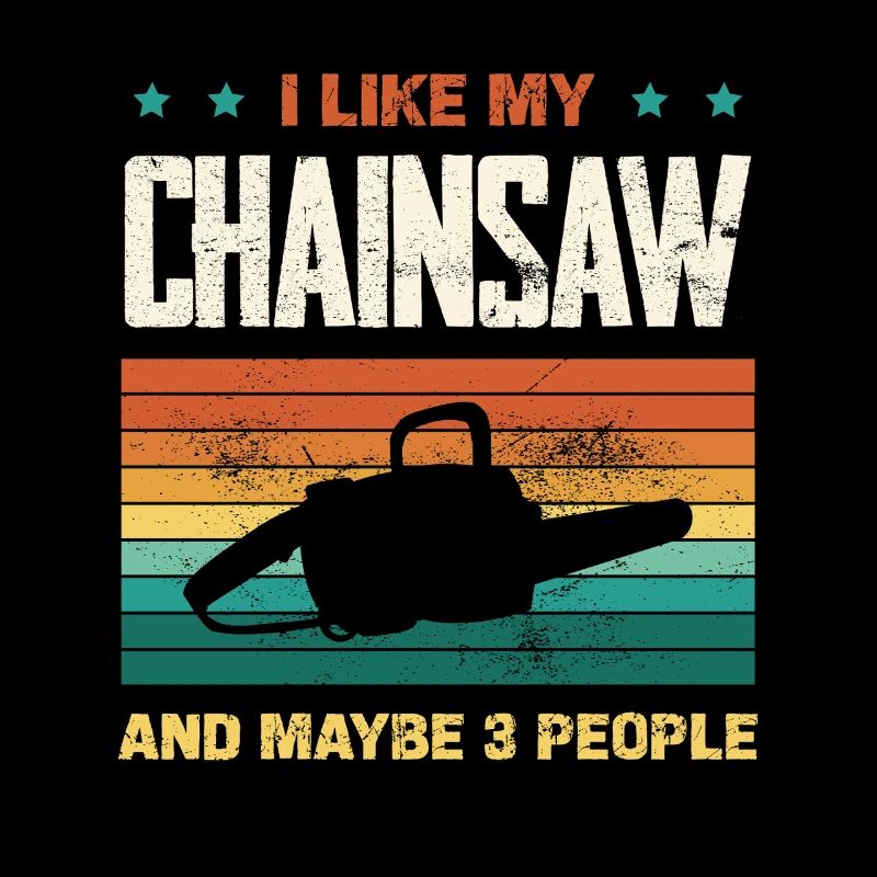 Chainsaw humor in retro rainbow