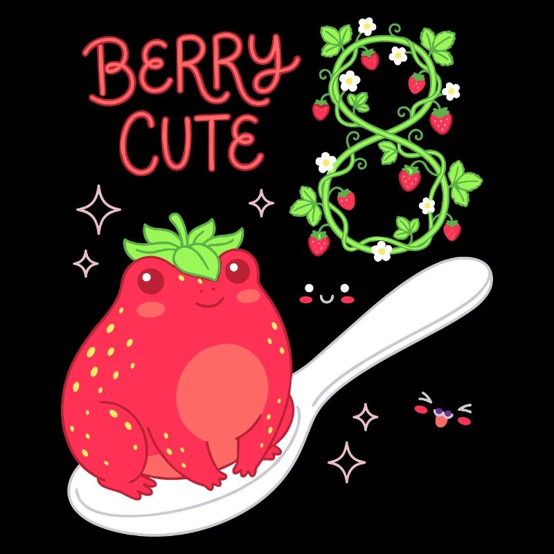 Berry Cute 8th Birthday Strawberry Frog