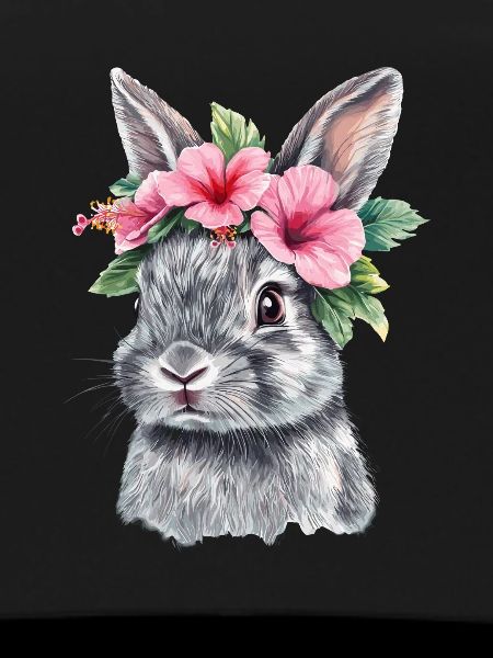 Rabbit with flower wreath