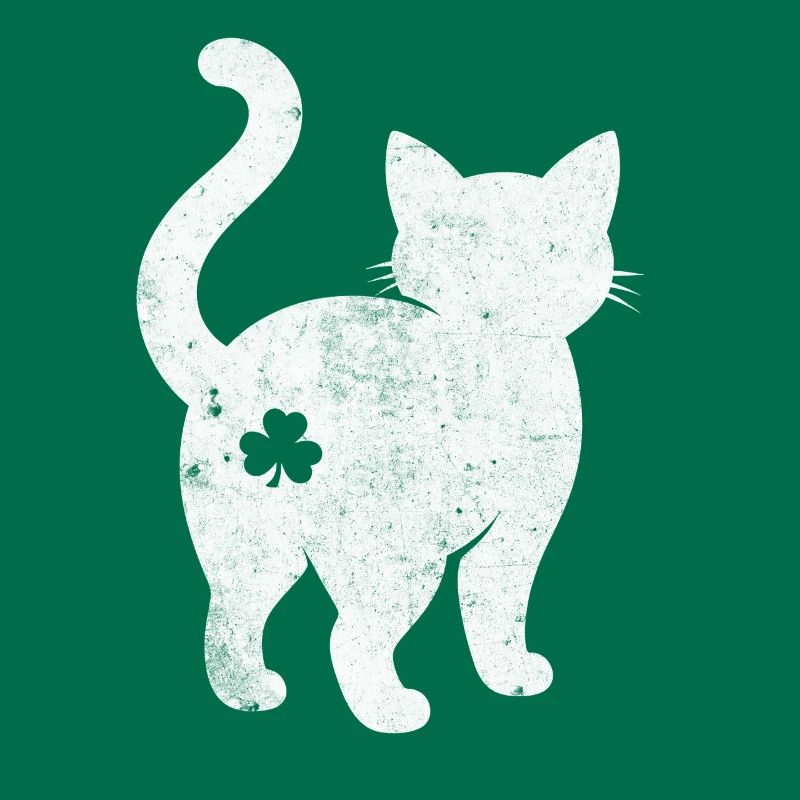 Silhouette de chat avec trèfle