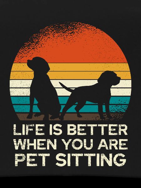 Retro Dog Sitting Sunset