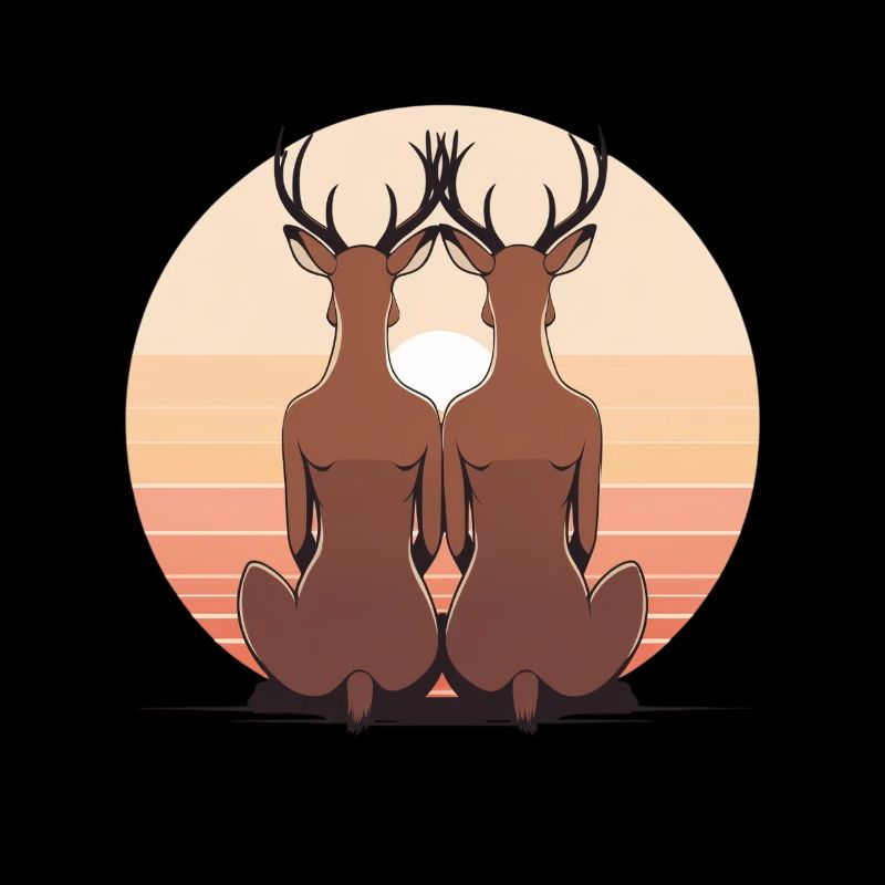 Deux cerfs dans le cercle du soir
