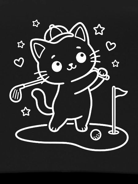 Kawaii Cat Playing Golf