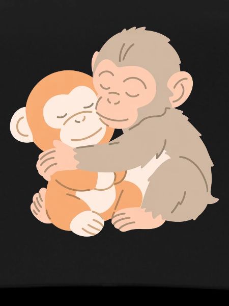 Câlins de singes s’embrassent