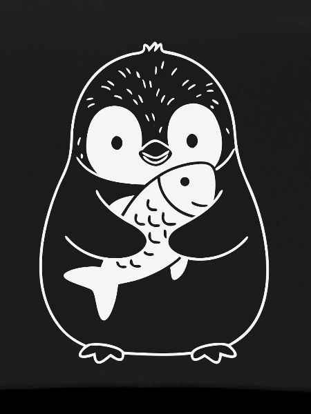 Süßer Pinguin Mit Fisch