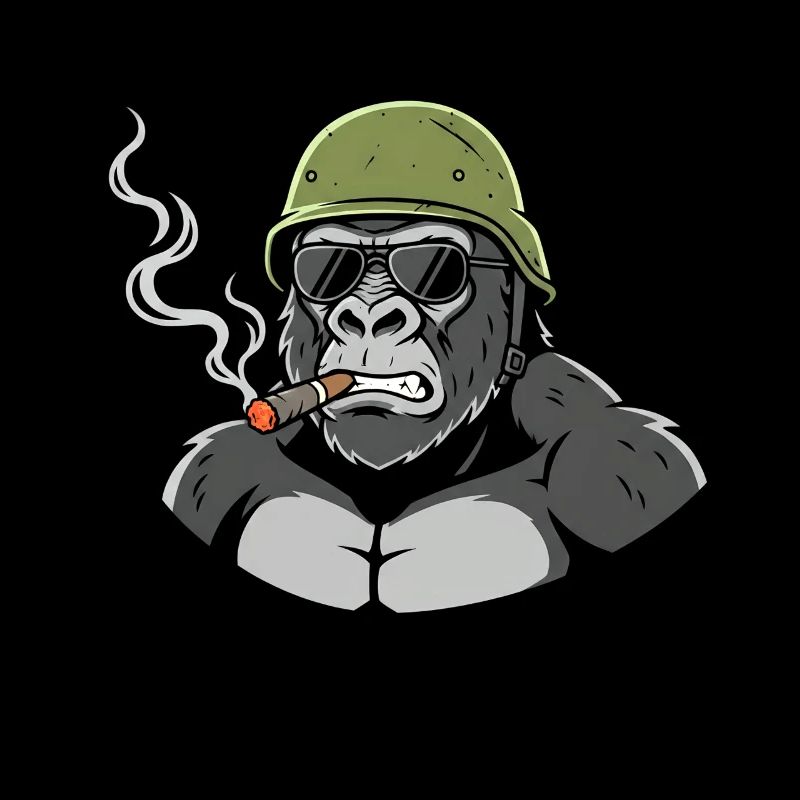 Gorilla Commando mit Zigarre