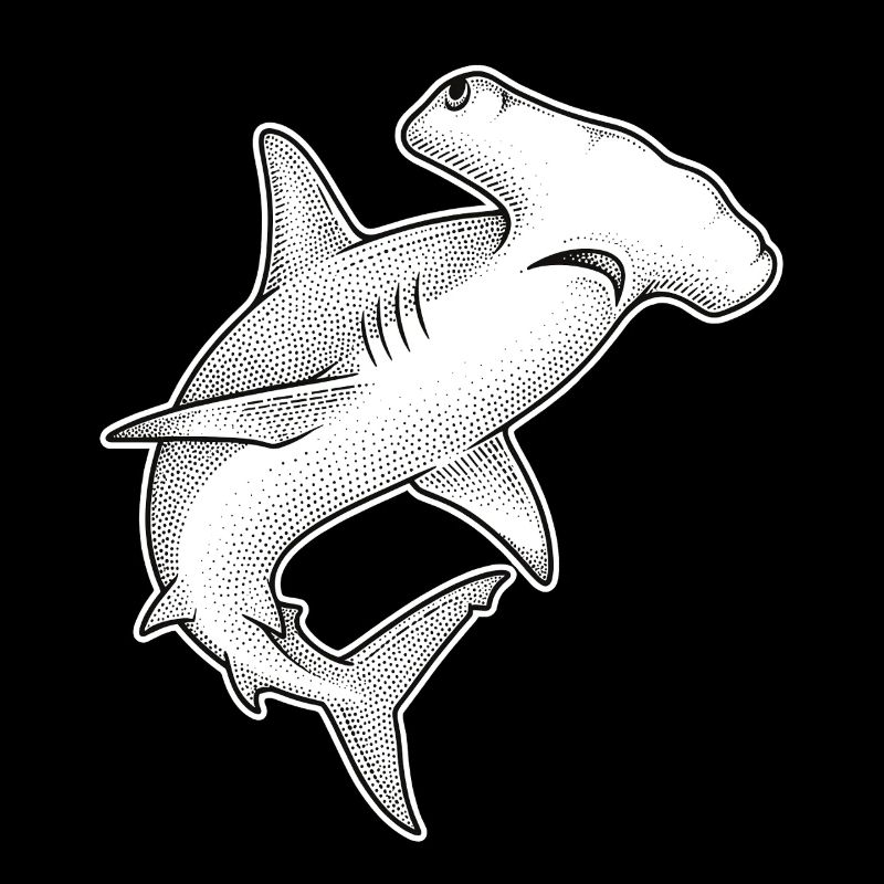 Hammerhead Shark Dot Illustration