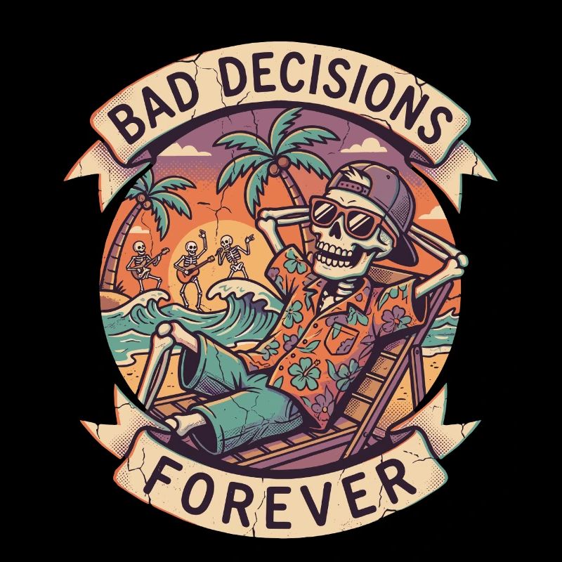 Skeleton Beach Humor Graphic