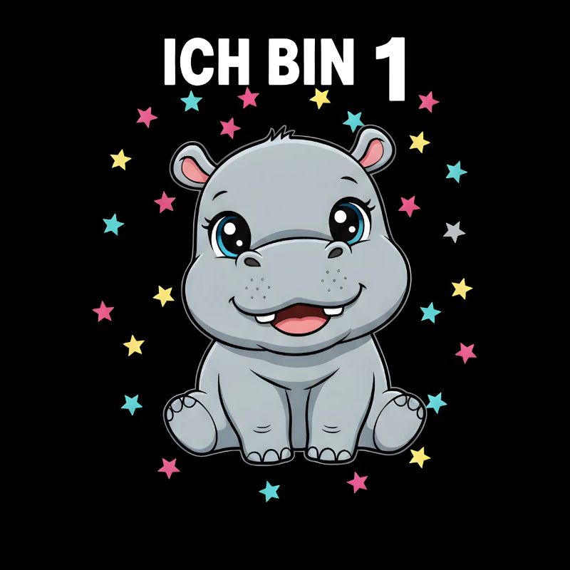 Ich bin 1 - Süßes Nilpferd zum 1. Geburtstag