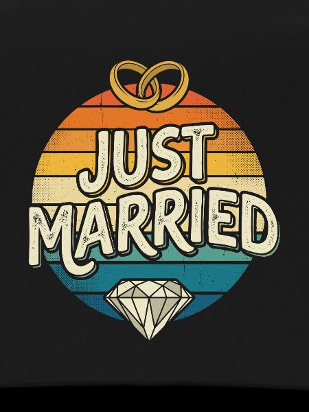 Just Married Retro Rainbow