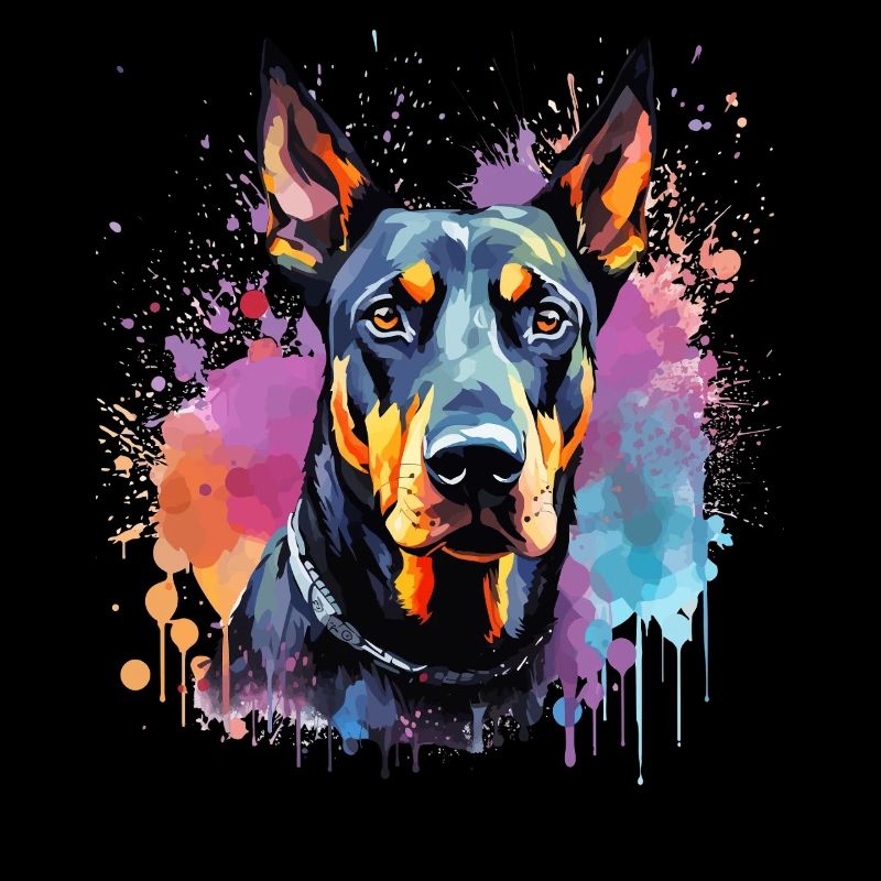 Art éclaboussuré de chien Doberman Pinscher