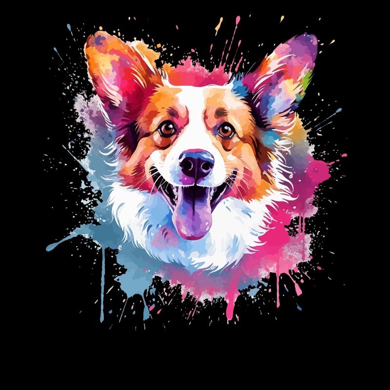 Pembroke Welsh Corgi Bunte Hunde-Splash-Art