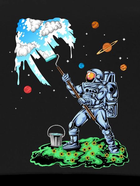 Astronaute peignant la chemise spatiale