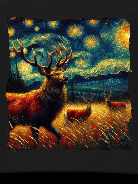 White-tailed deer Starry Night