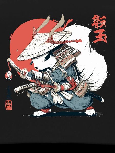 Samurai-Eichhörnchen, japanischer Krieger, Ukiyo-e-Stil Su