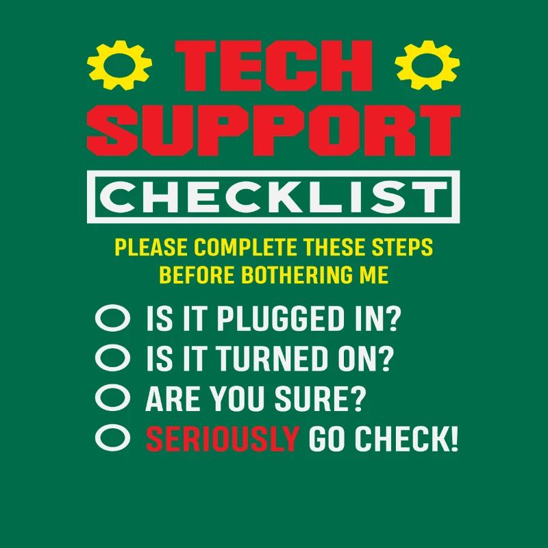 Tech Support Checklist Plug in IT Admin