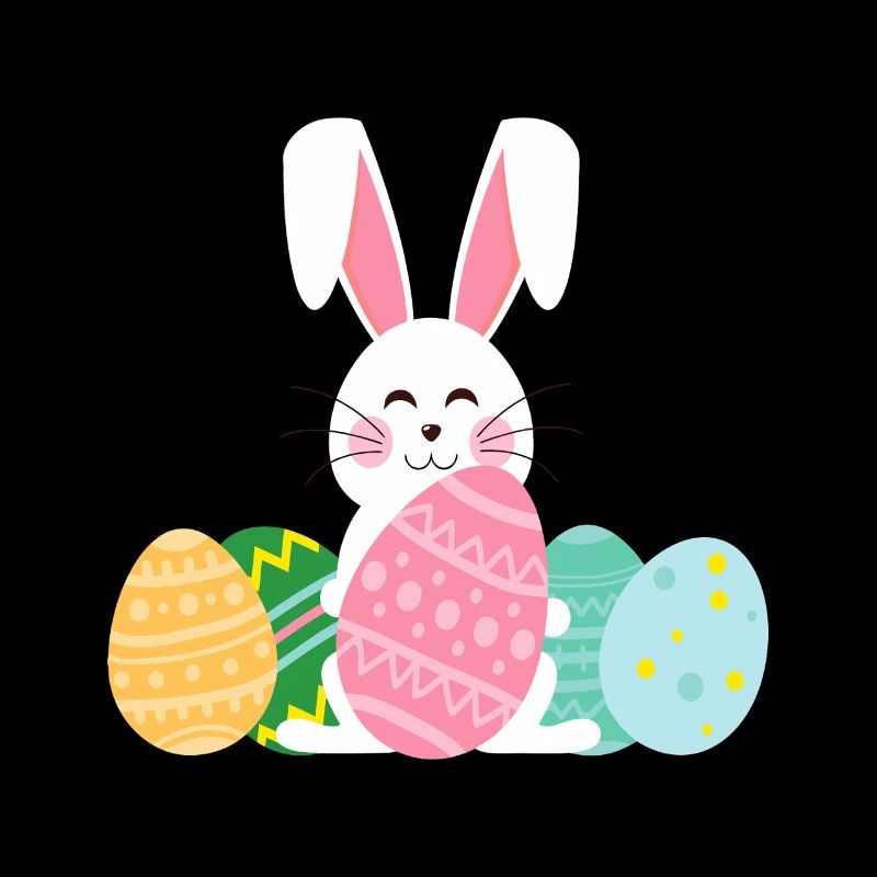 Pastel Easter Bunny with Eggs