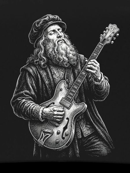 Leonardo Da Vinci plays guitar