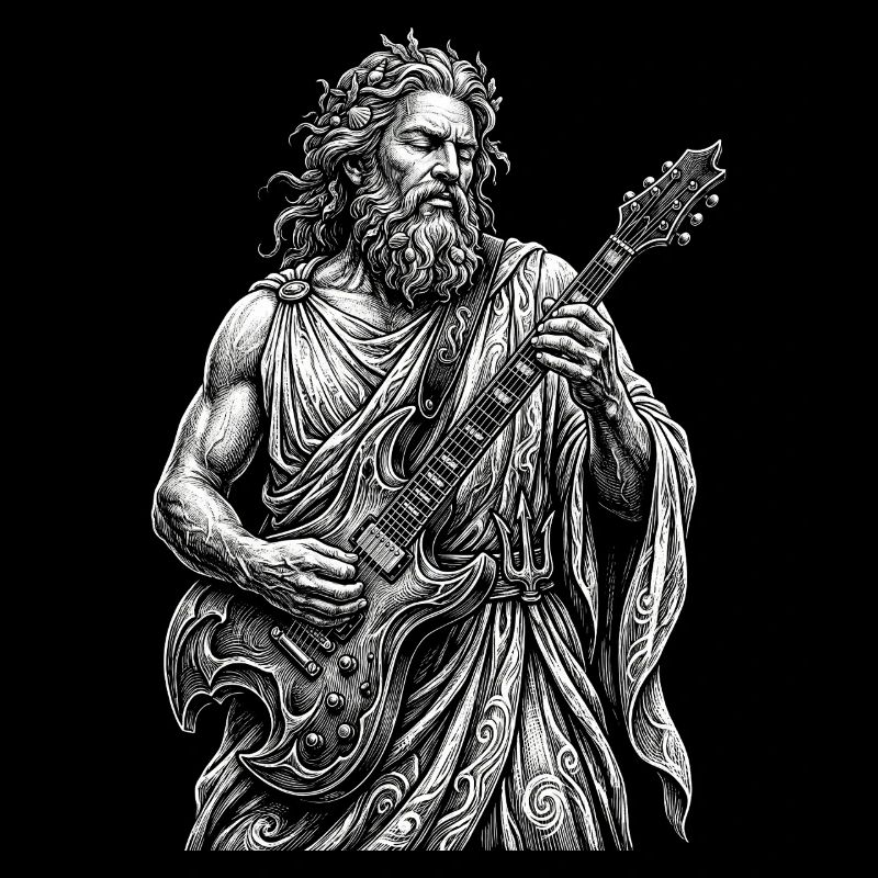 Poséidon joue de la guitare