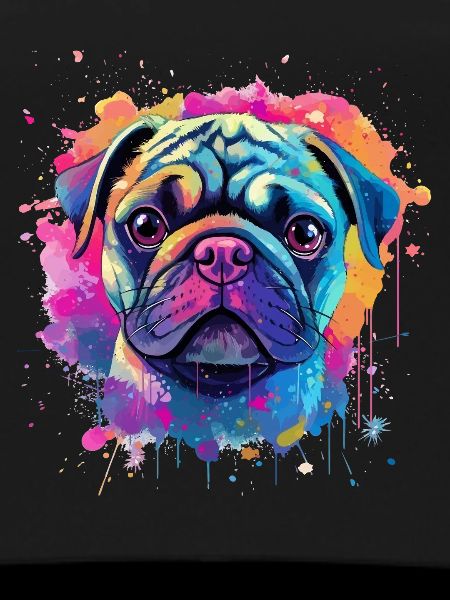 Vibrant Pug Splash Portrait