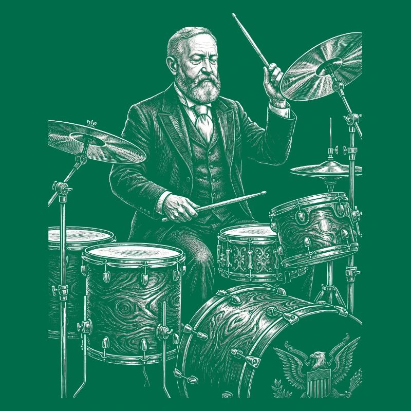 Benjamin Harrison plays drums