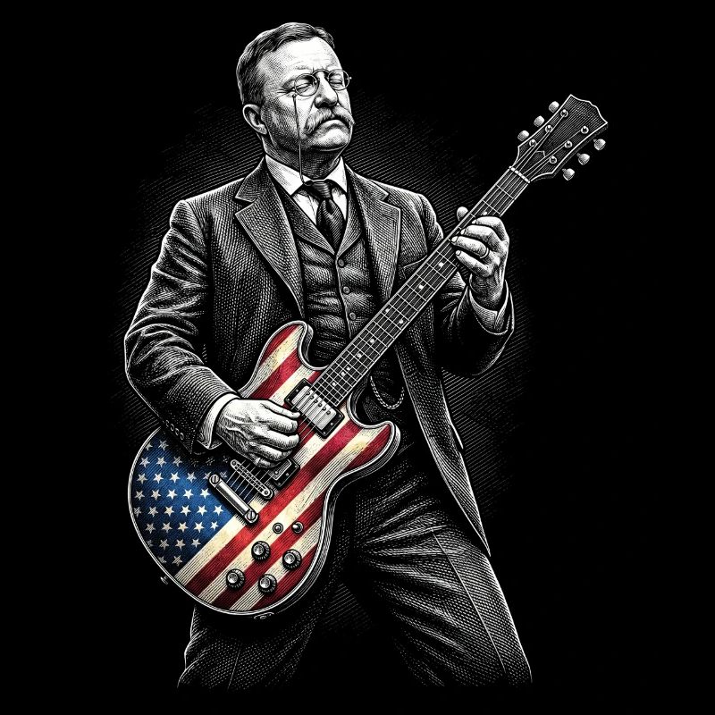 Theodore Roosevelt Guitariste avec Flags Guitar