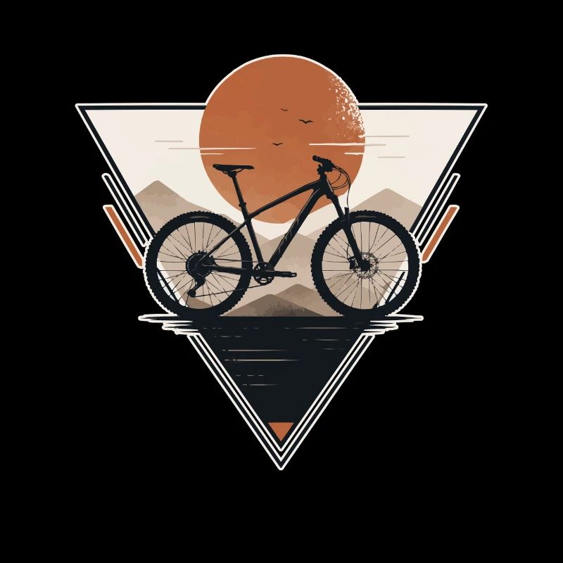 Sunset with bicycle in triangle print