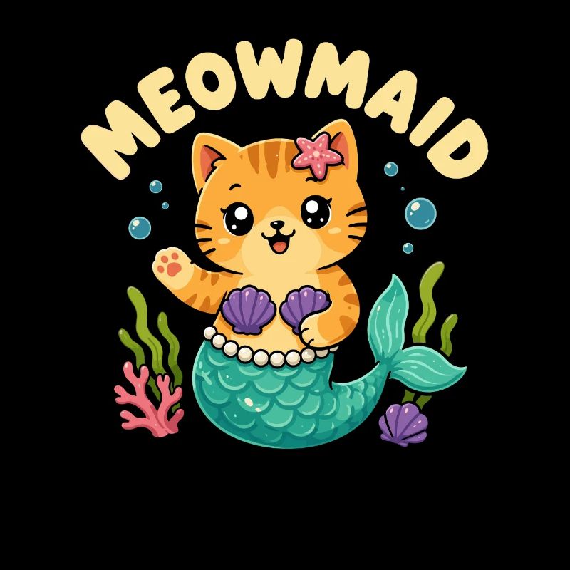 Jeu de mots Chat sirène-chat mignon