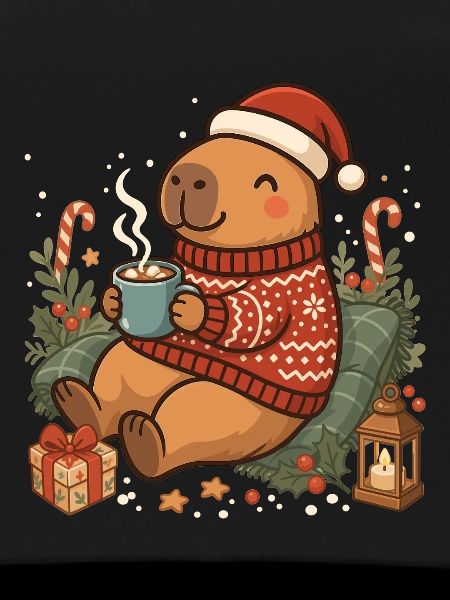 Capybara im Weihnachtspullover