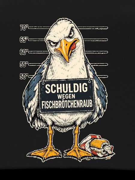 Möwe Fischbrötchenraub Lustiger Spruch Shirt