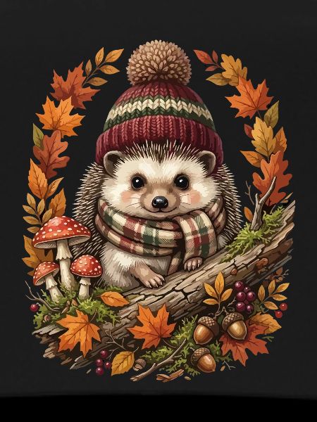 Herbstlicher Igel im Herbstlaub